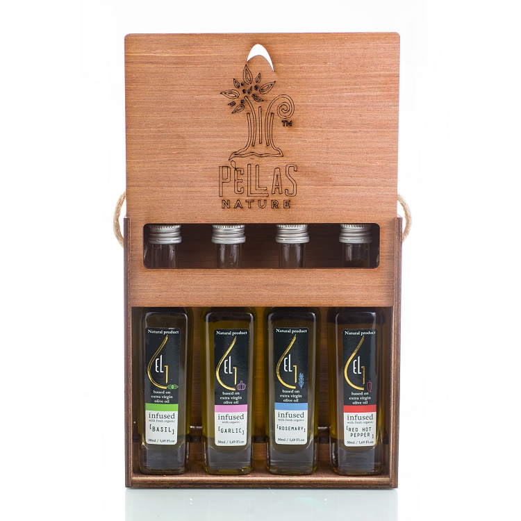 Pellas Nature 4B infused Olive Oil Wooden Gift Case